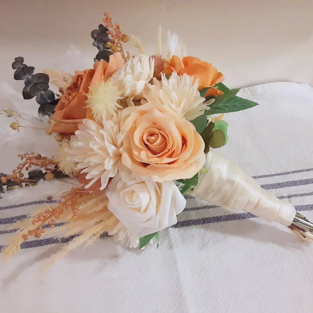 Handmade Fall Wedding Bouquet, Terracotta